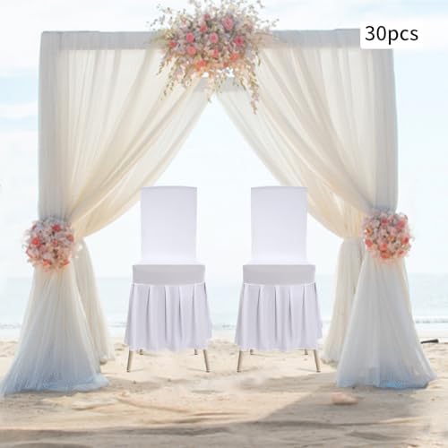 30Pcs Chair Slipcovers with Skirt White