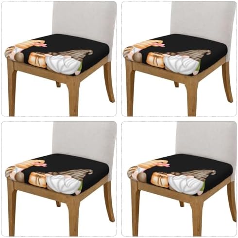 Coffee Lover Gnome Seat Covers for Dining Chairs