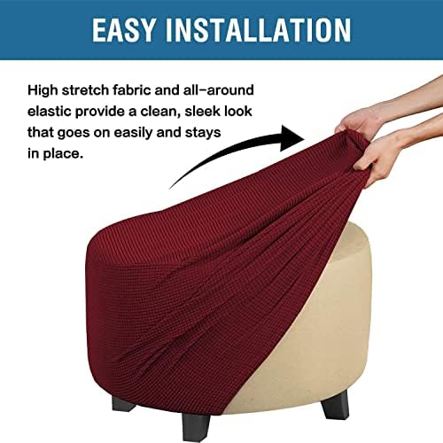 DKSLIPGO Round Ottoman Slipcover with Elastic Fit
