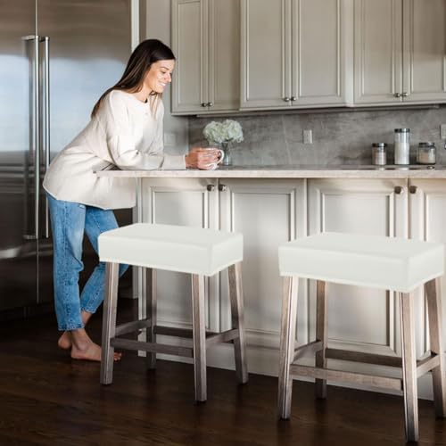 Levoberg White Bar Stool Cover Set of 2 1