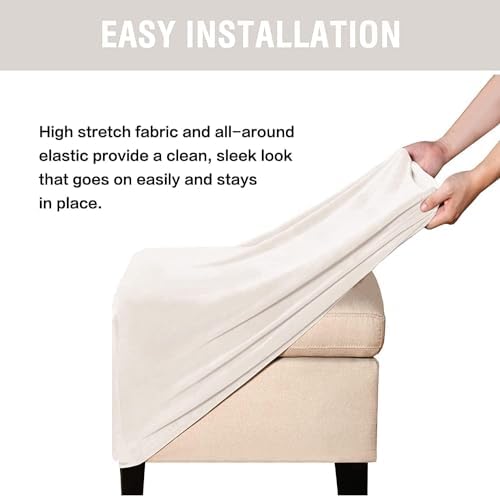 Square Velvet Ottoman Covers with Elastic Bottom