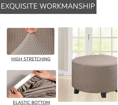 Stretch Ottoman Slipcover - Round Fit 30-41 Dia for Footrests and Stools