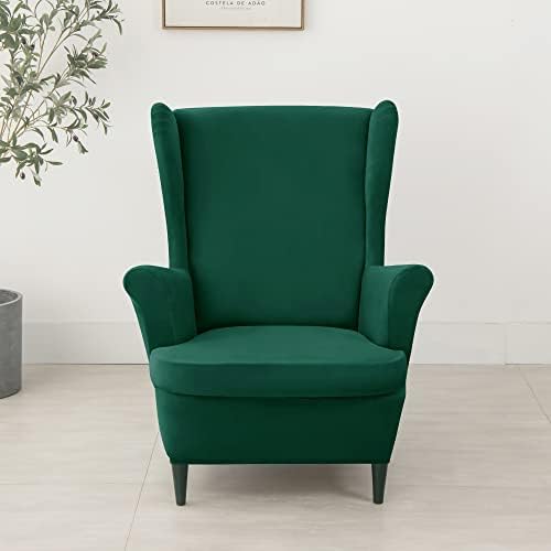 CONRUSER Stretch Wingback Chair Covers Green