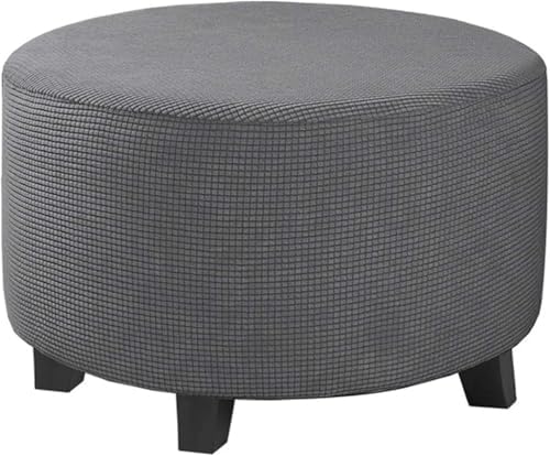 Yvessvi Round Stretch Ottoman Cover Slipcover with Elastic Bottom