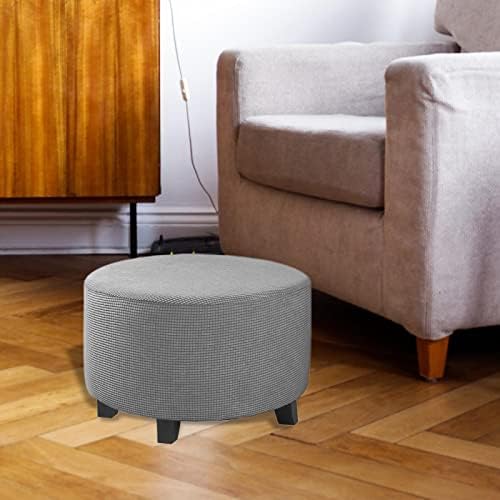 Gazechimp Round Stretch Ottoman Cover Gray 1