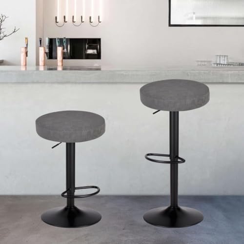 Bifaunvogel Round Bar Stool Covers Waterproof PU Gray Set of 4