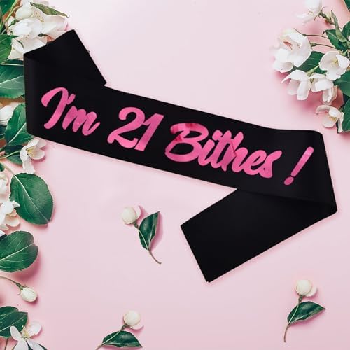 21st Birthday Sash with Foil Pink Letters