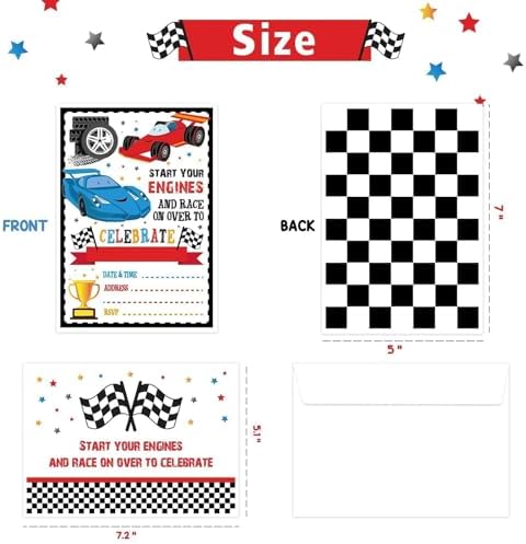 20 Piece Racing Car Party Invitation with Envelopes