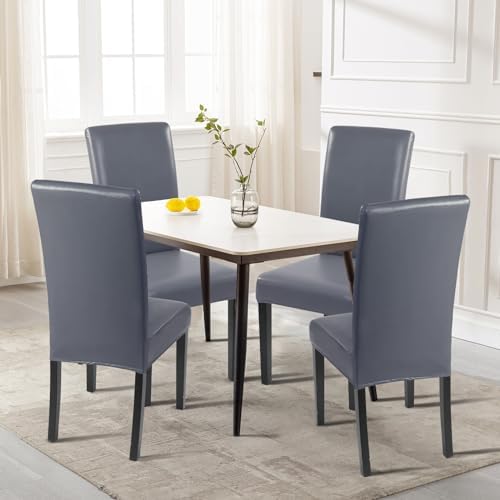 Waterproof PU Leather Dining Chair Covers Set of 6