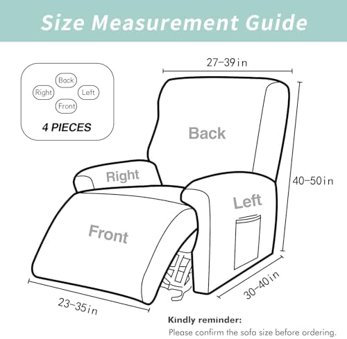 YISUN Recliner Chair Covers with Storage Pocket