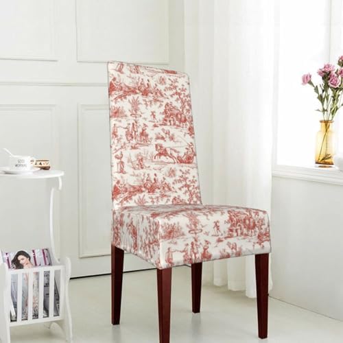 GeRRit Red French Country Toile Dining Chair Covers