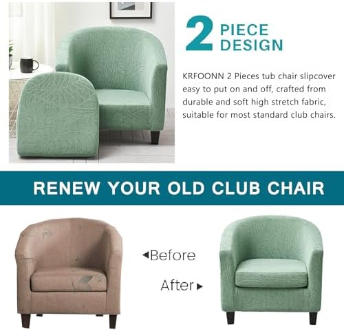 KRFOONN 2 Piece Stretch Club Chair Slipcover