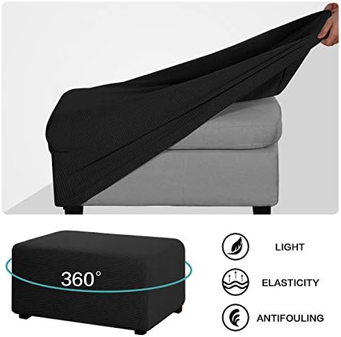 PrimeBeau Rectangle Ottoman Slipcover Black
