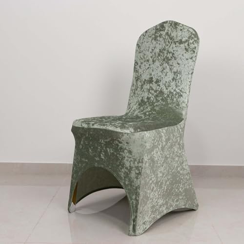Sage Green Crushed Velvet Spandex Chair Cover with Foot Pockets