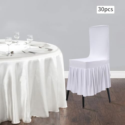30Pcs Chair Slipcovers with Skirt White