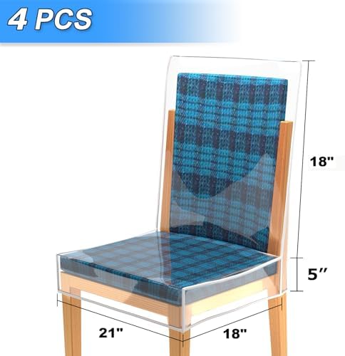 Cosmos 4 Pcs Clear PVC Dining Chair Covers with Backrests