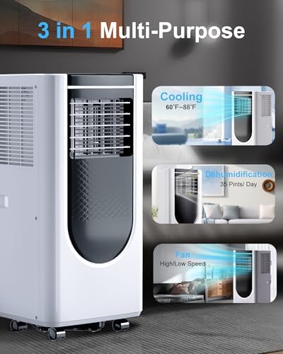 8000 BTU Portable Air Conditioner with Dehumidifier and Fan Mode