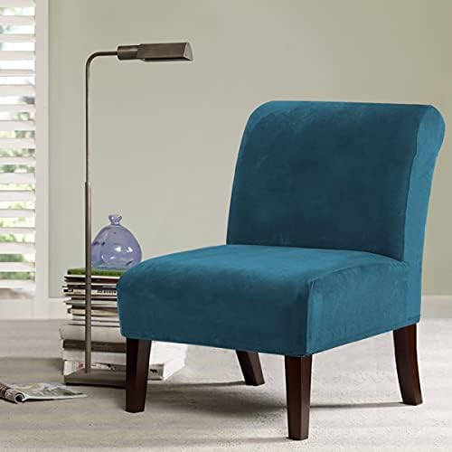 HVERSAILTEX Velvet Armless Chair Cover Peacock Blue