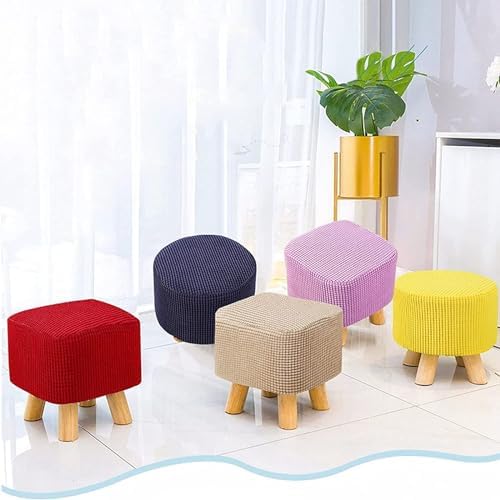 MSWBORM Round Ottoman Cover - Red 1