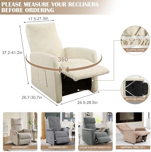 SearchI Recliner Chair Cover 4 Piece Set for Small Recliners