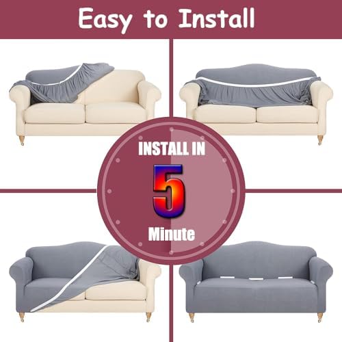 Stretch Couch Cover with Hem for 1-4 Seats