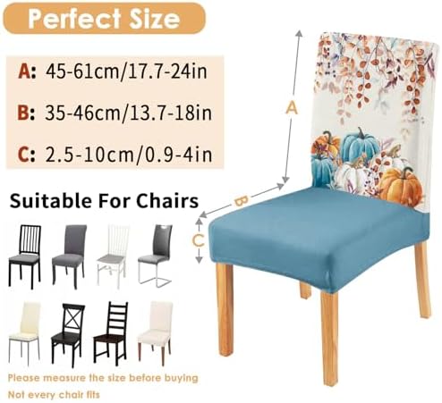 Faptoena Fall Chair Covers Set of 4 Blue Pumpkin Decor