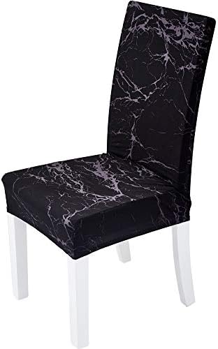 Yiaizhuo Chair Covers Set of 6 Black Marble Slipcovers for Dining Chairs