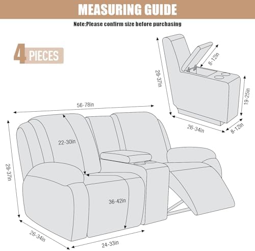 Vansofy Recliner Loveseat Cover with Console