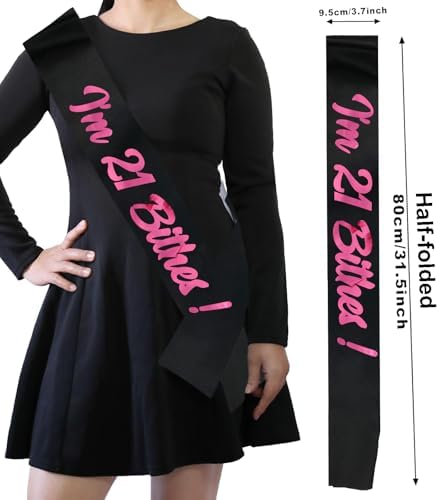 21st Birthday Sash with Foil Pink Letters
