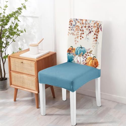 Faptoena Fall Chair Covers Set of 4 Blue Pumpkin Decor