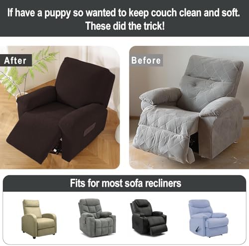 Northern Brothers Oversized Recliner Cover - Dark Brown 4 Piece Set