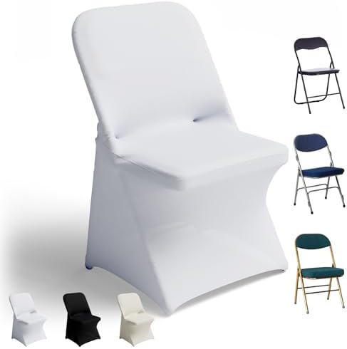 100 PCS White Folding Chair Covers for Events 1