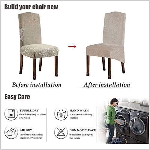 Velvet Plush Dining Chair Covers Spandex Slipcover Set of 6