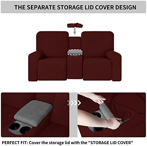 Easy-Going 1 Piece Stretch Reclining Loveseat Cover with Middle Console Storage