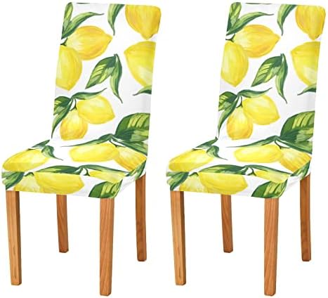 WELLDAY Dining Chair Covers 4PCS Yellow Lemons