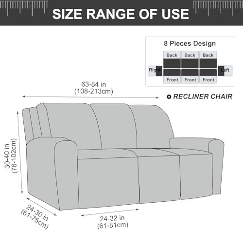Genina Waterproof Recliner Sofa Cover 3 Seat Navy Blue