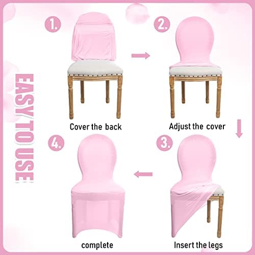 60 Pcs Pink Chair Covers for Weddings and Parties