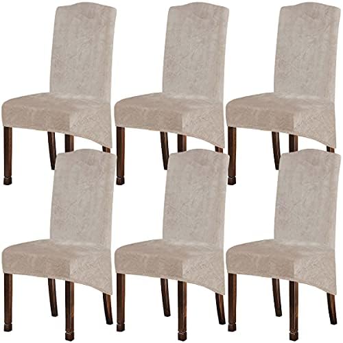 Velvet Plush Dining Chair Covers Spandex Slipcover Set of 6