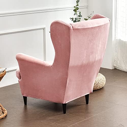GULI Wingback Chair Cover 2-Piece Velvet Pink