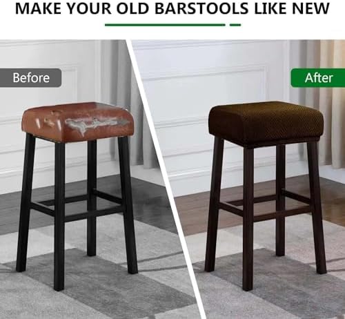 Bar Stool Covers Set of 2 Black Stretch Slipcover