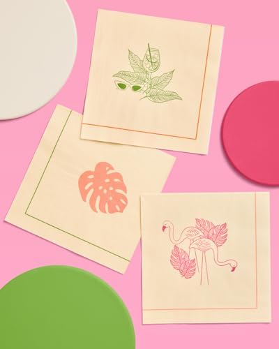 Xo Fetti Beige Tropical Napkins - 3-Ply 24 Pack
