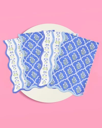 Coastal Wavy Floral Napkins - 24 Pack 3-Ply