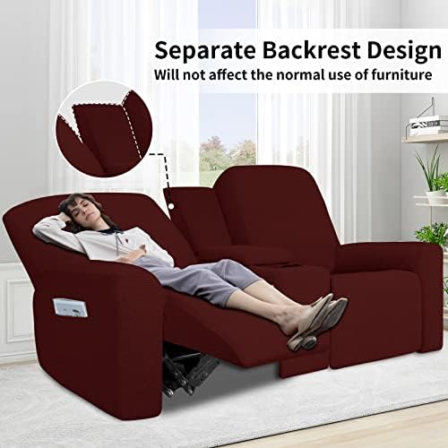 Easy-Going 1 Piece Stretch Reclining Loveseat Cover with Middle Console Storage