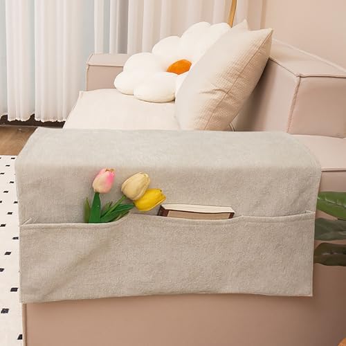 JIAHG Chenille Sofa Armchair Cover with Side Pockets