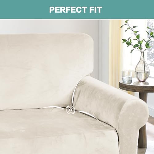 Turquoize Velvet Sofa Slipcover for 3 Cushion Couch