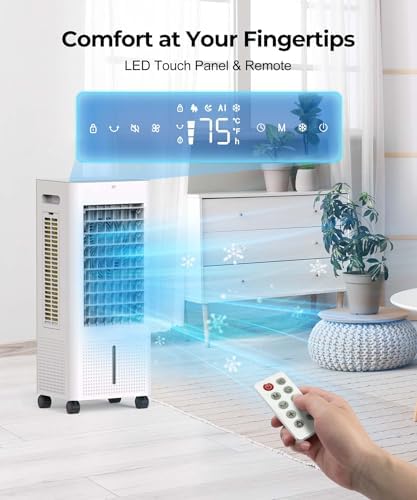 PNTCK Portable Air Cooler with 19ft Remote and 21Gal Tank