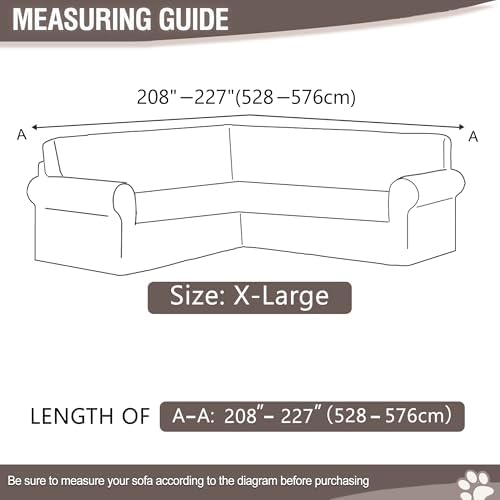 HDCAXKJ L Shape Sectional Sofa Cover Caramel X-Large