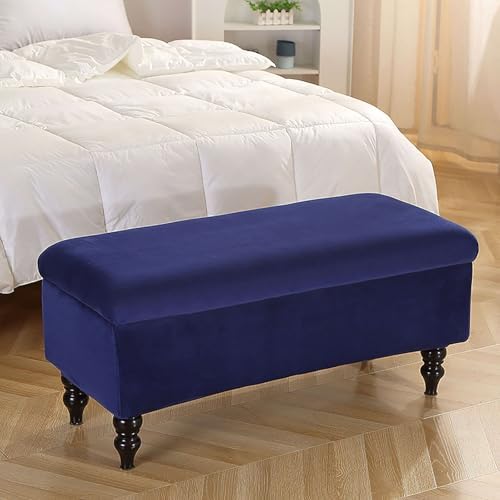 Velvet Stretch Ottoman Slipcover for Bedroom - Small