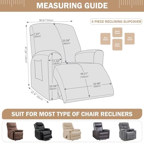 Vctops 4 Piece Cotton Linen Recliner Slipcovers 1