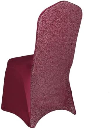 Efavormart Burgundy Spandex Chair Covers with Glittering Back and Foot Pockets